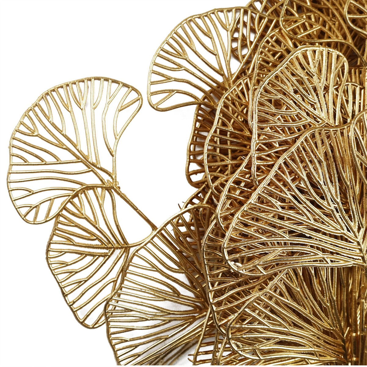 Golden Leaves Flower Arrangement Decoration, Pack of 6 – 65cm Wired Gold-Dipped Stems