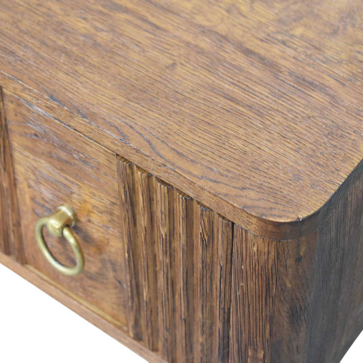 Artisan Furniture Aurelia Wall Mounted Bedside Table, 1 Drawer & Brass Ring Pull – Tiger Oak Finish, Brown