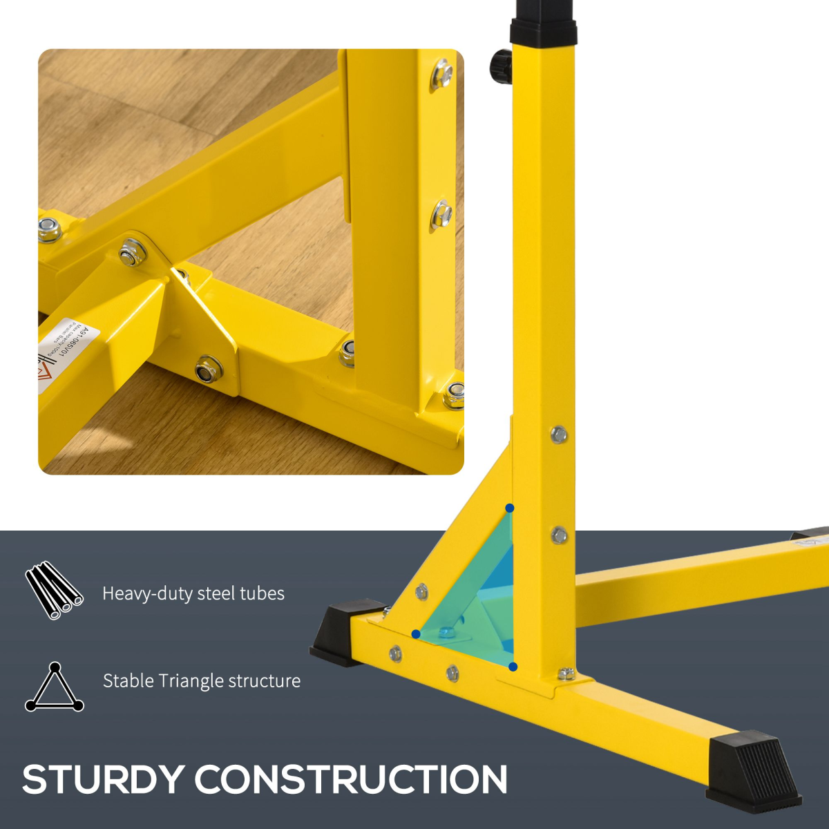 HOMCOM Dip Station Power Tower with 10 Height Levels & Foam Grips – Steel Parallel Bars for Home Gym, 100kg Capacity