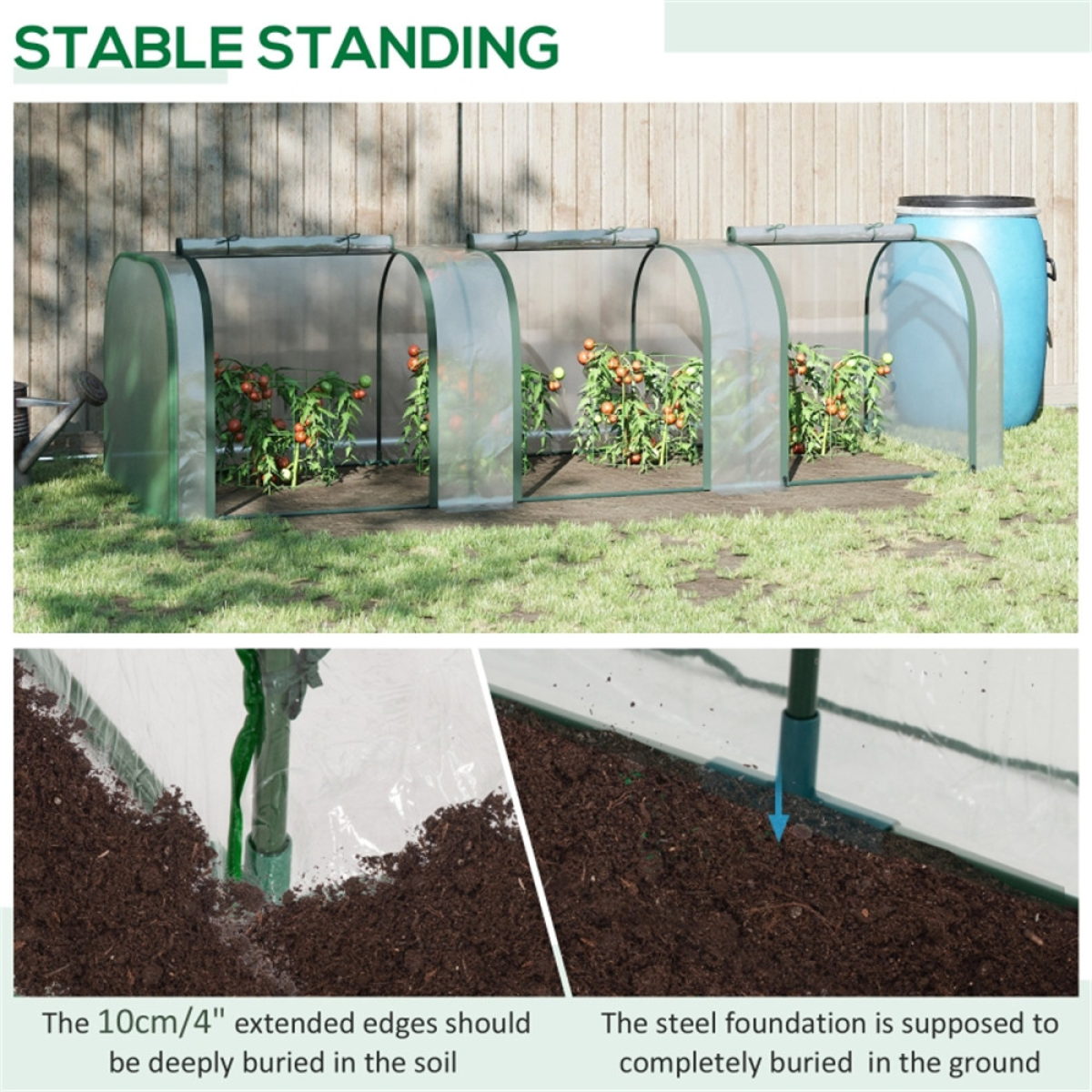 Mini Greenhouse with Steel Frame, PVC Cover & 3 Roll-Up Zipped Doors – Portable Garden Grow House, Dark Green