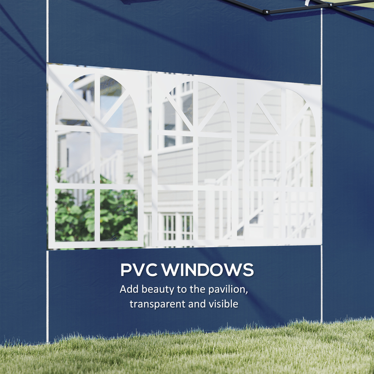 Outsunny Gazebo Side Panels with Windows, 2-Pack for 3x3m / 3x6m Canopy Frames – PE Plastic, Blue