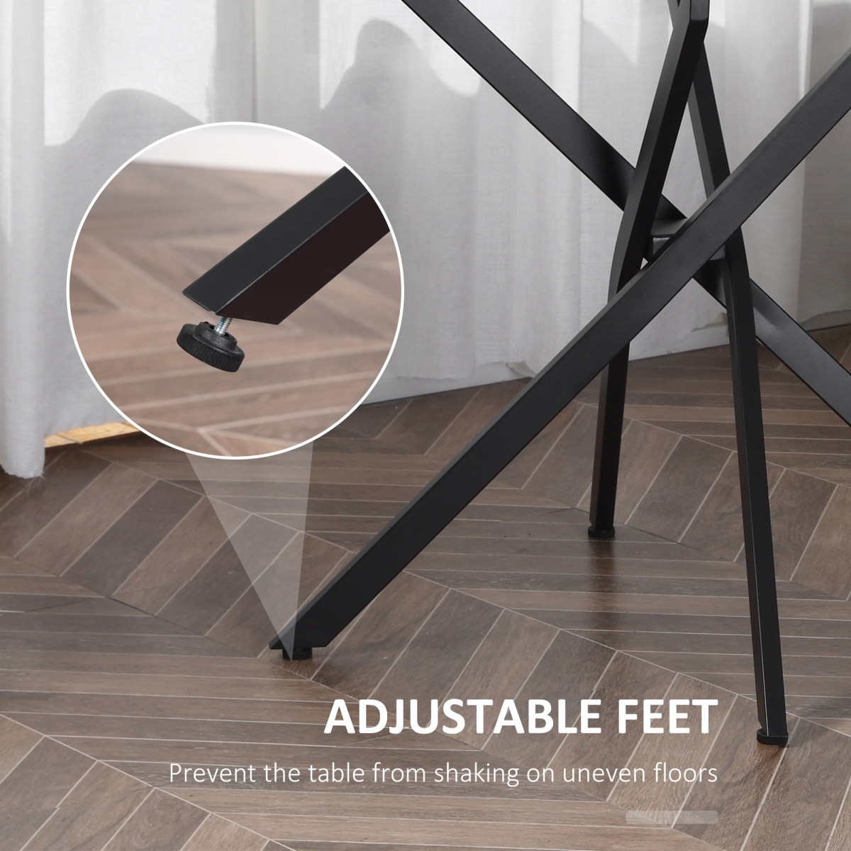 HOMCOM Round Clear Glass Side Table with Crossed Black Metal Legs – Modern Living Room and Bedroom Table