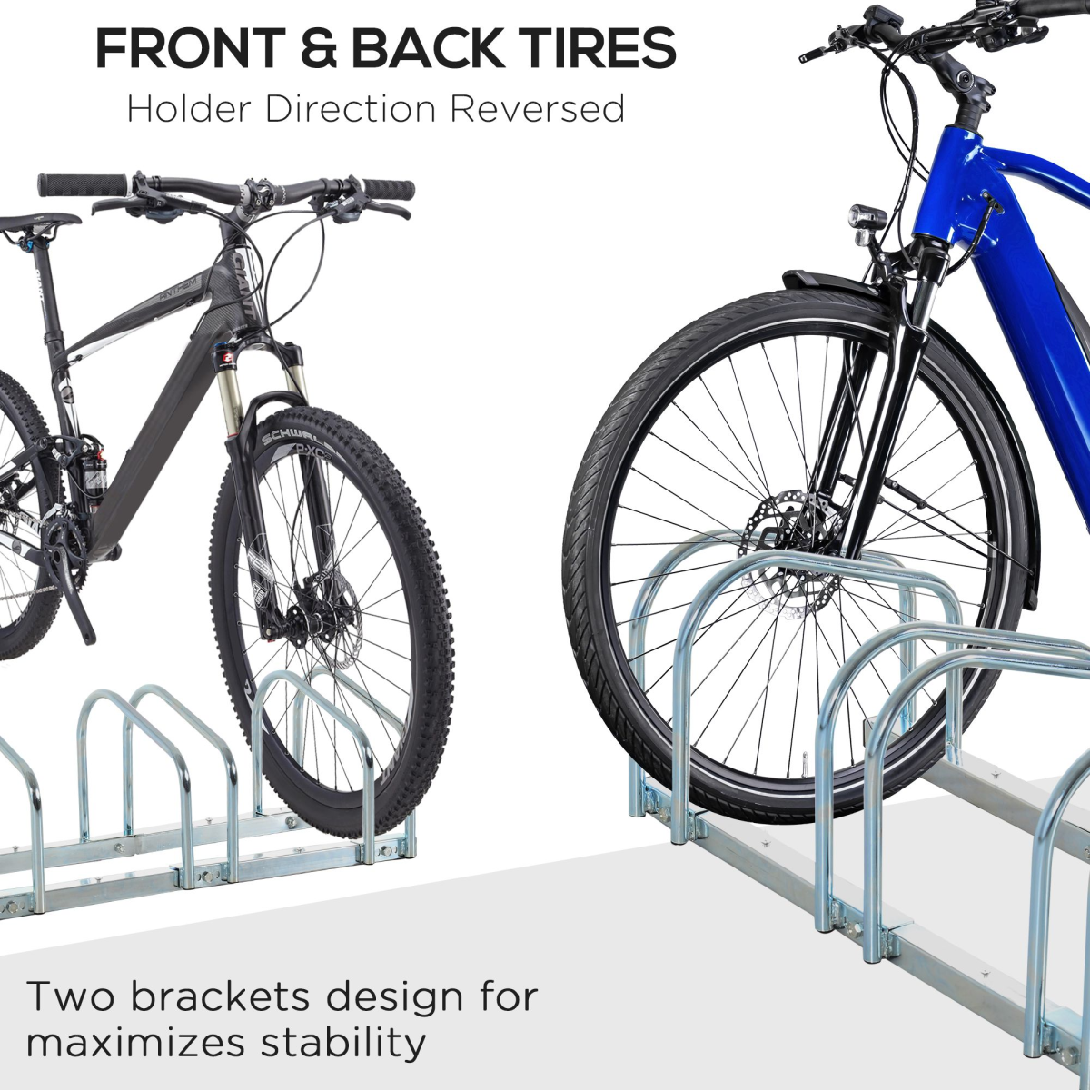 HOMCOM 6 Bike Parking Rack with Detachable Stands – Galvanised Steel Floor or Wall Mounted Bicycle Storage