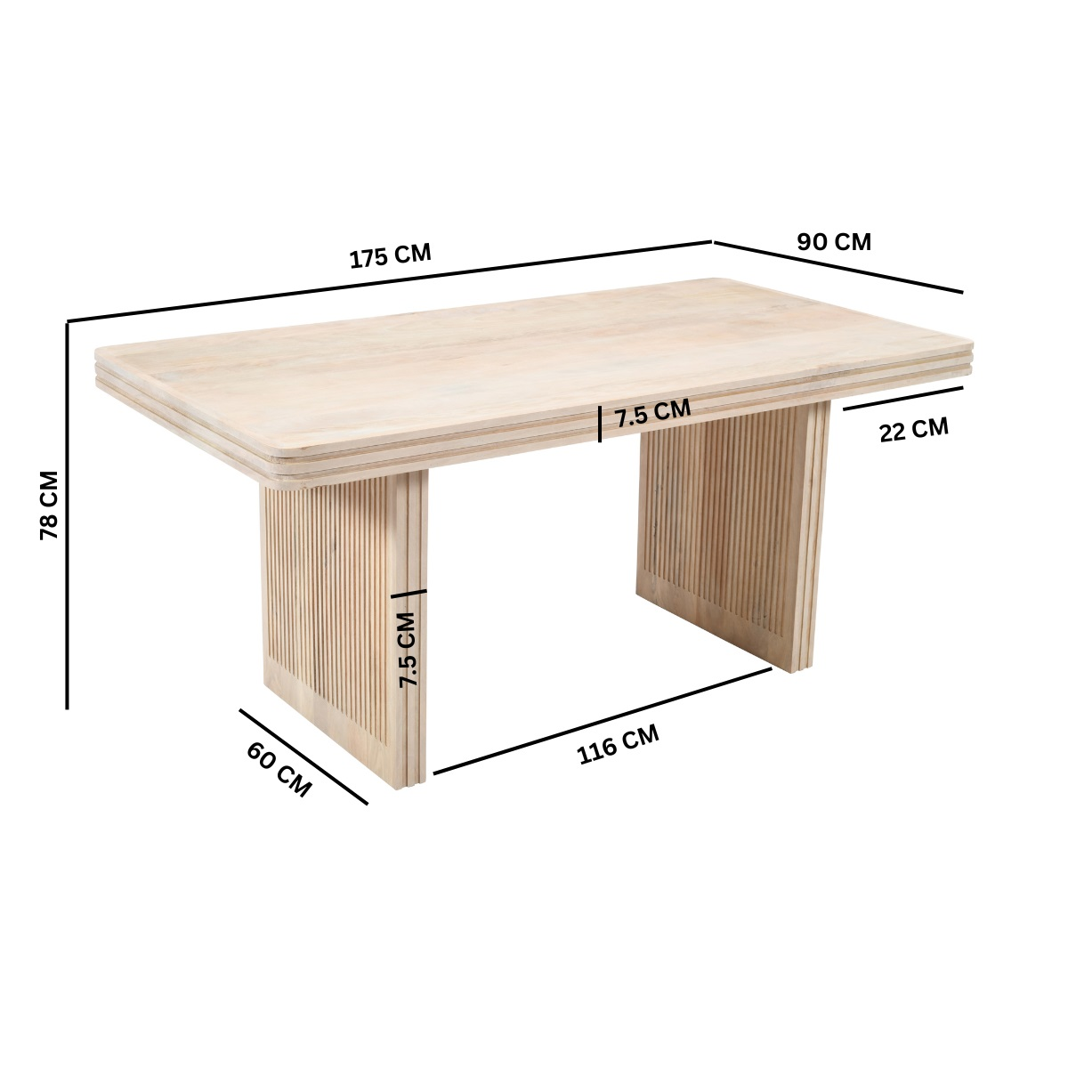 Hudson Carved Mango Wood 6 Seater Dining Table – Hand-Crafted Artisan Dining Room Table