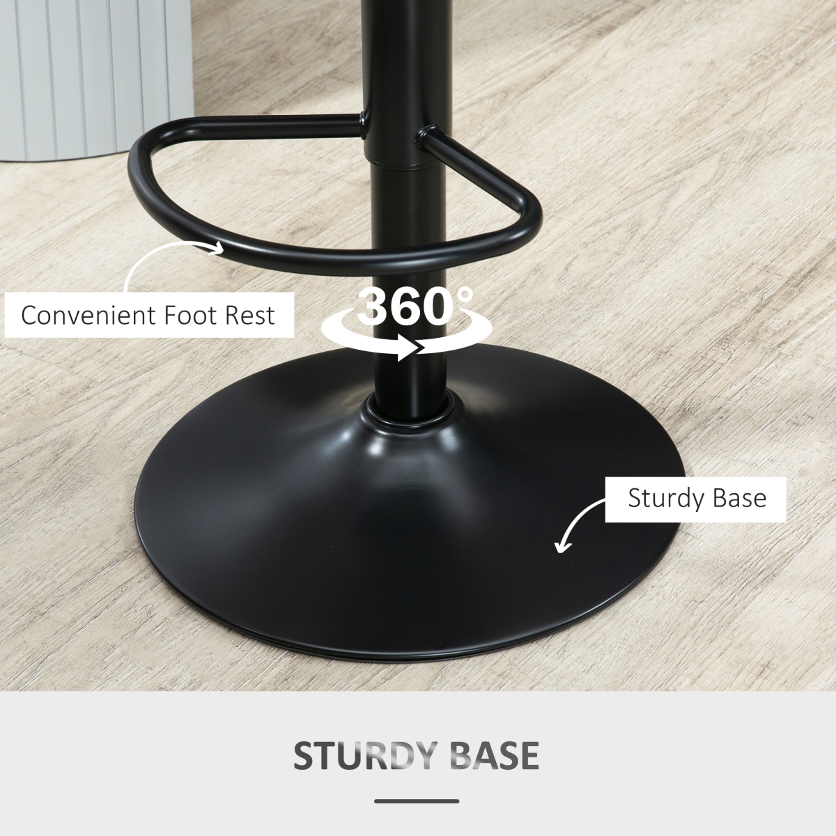 HOMCOM Adjustable Swivel PU Leather Bar Stools with Footrest – Kitchen Island Seating, Set of 2