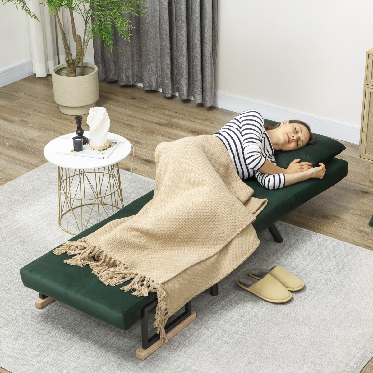 HOMCOM chair bed 5-level backrest recline diagram