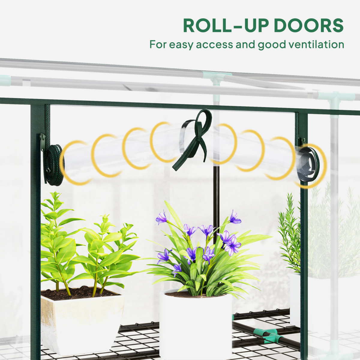 Outsunny 3-Tier Lean-to Wall Mini Greenhouse with Clear Roll-Up Doors & Plastic Cover – Plant Shelves