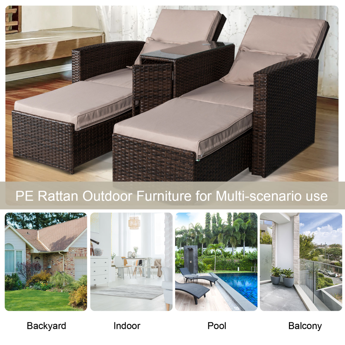 Outsunny rattan sun lounger styled on a patio