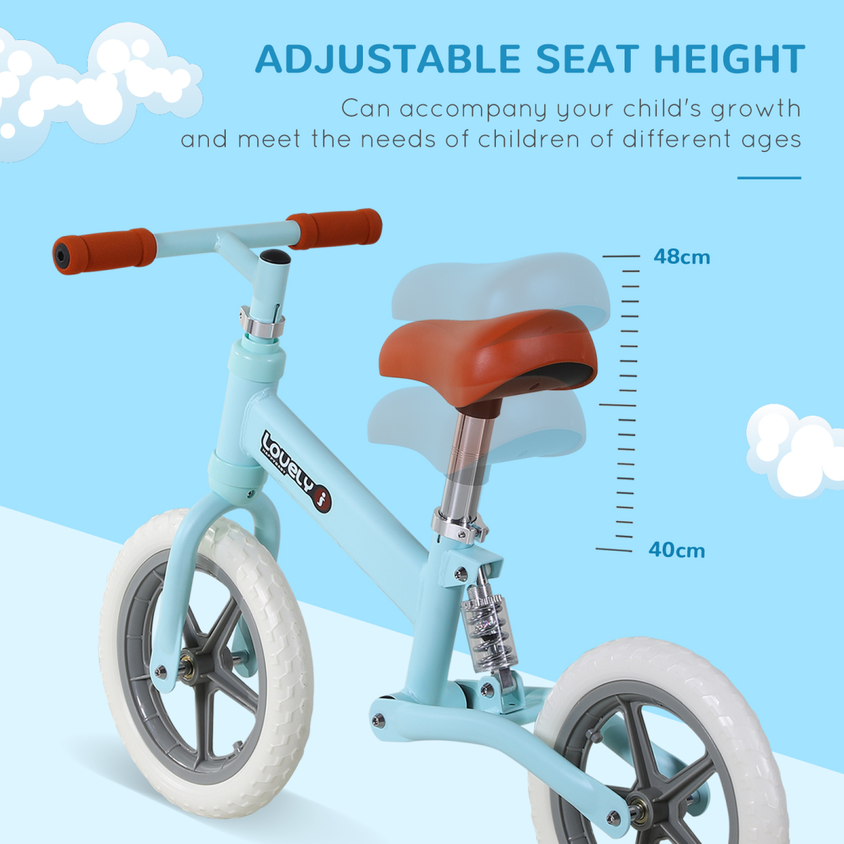 HOMCOM Kids Balance Bike with Adjustable Seat – Pedal-Free Learning Bicycle for Ages 2–5, Metal Frame
