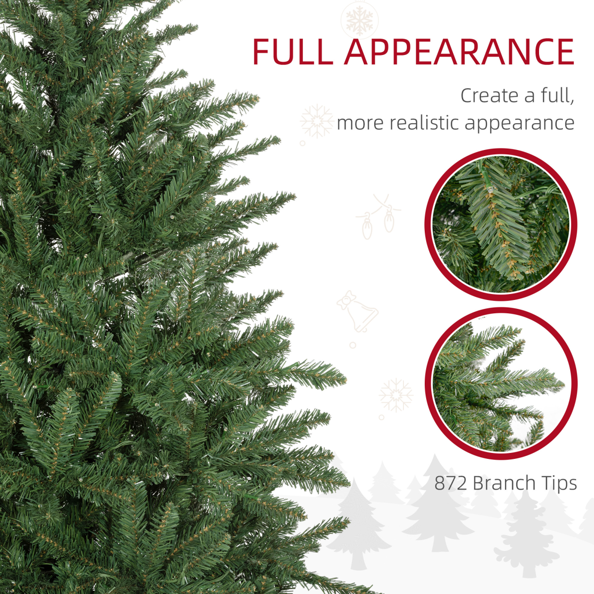 HOMCOM 6ft Artificial Christmas Tree with 310 Warm White LED Lights & Metal Base – Indoor, Green