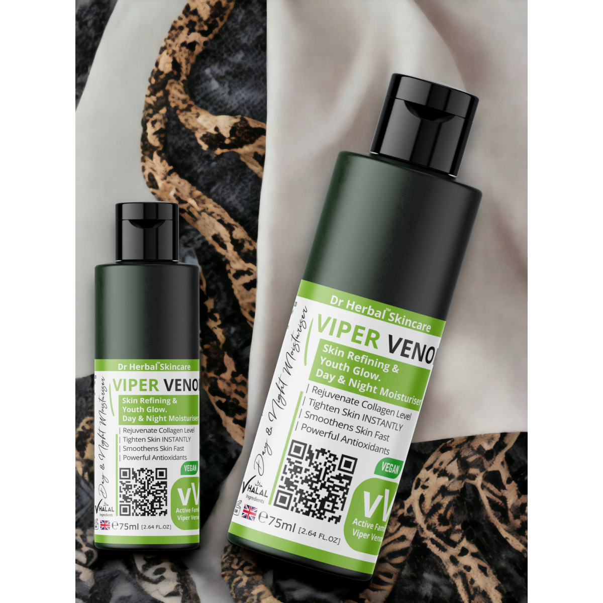 Dr Herbal Viper Venom Day & Night Moisturiser 75ml with Aloe, Vitamin E & Peptides – Smoothing Face Cream