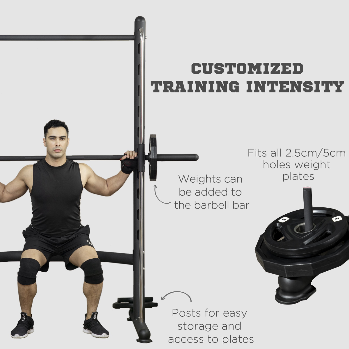 HOMCOM Adjustable Squat Rack with Pull-Up Bar & Barbell Bar – 10-Level Height, Home Gym Power Station