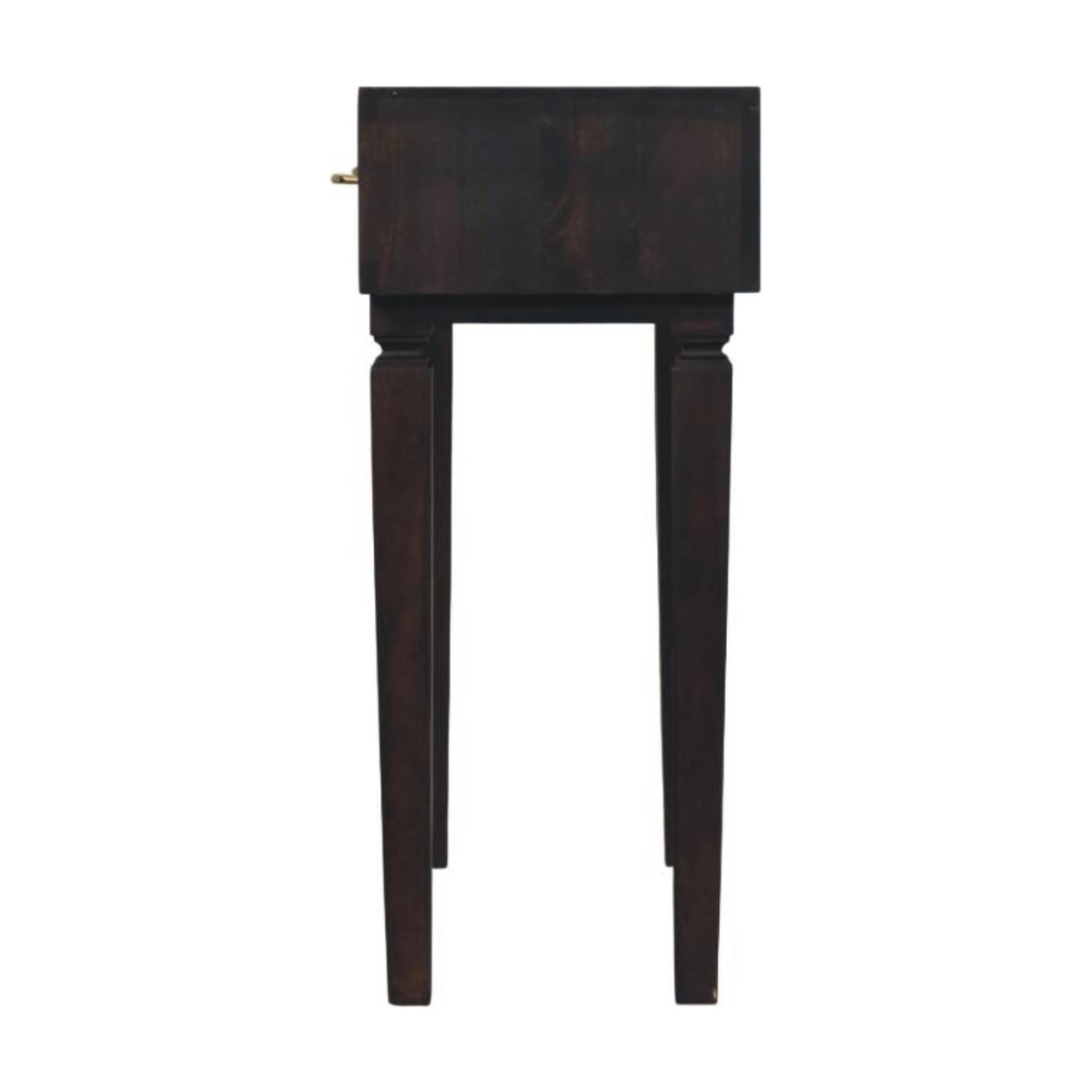 Artisan Furniture Solid Wood Arno Console Table with 2 Hand-Carved Drawers – Hallway or Desk, Dark Brown