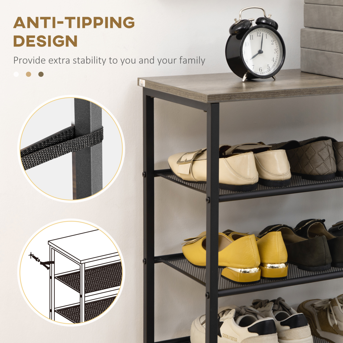 HOMCOM 8-Tier Metal Shoe Rack with Mesh Shelves, Holds 21–24 Pairs, 126cm Tall