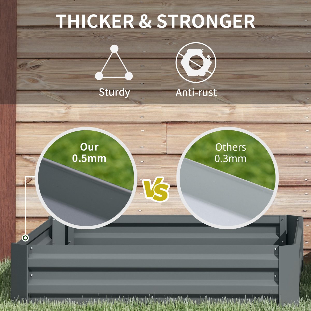 Outsunny Set of 2 Galvanised Steel Raised Garden Beds, 100 x 100cm Planter Boxes – Easy Setup, Dark Grey