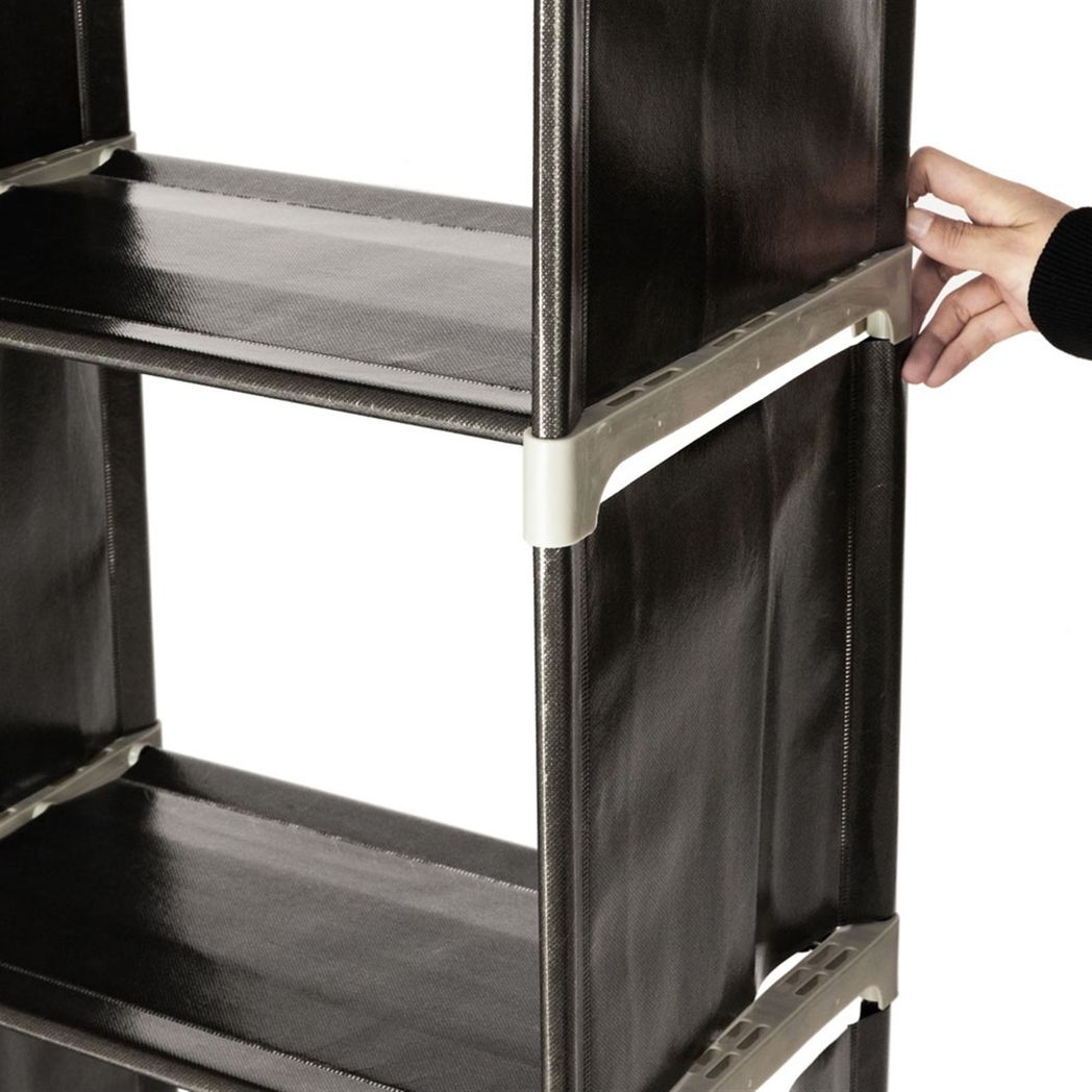 3-Tier 9-Compartment Storage Shelf with Steel Frame & Fabric Cubes – Bathroom Organiser, Black