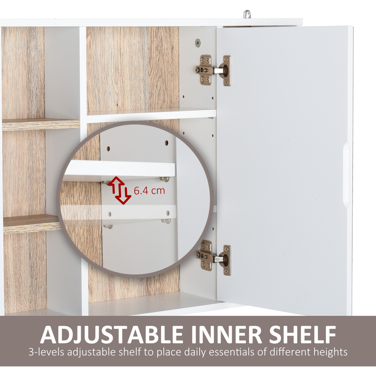 HOMCOM Wall Mounted Bathroom Cabinet with Mirrored Door and Adjustable Shelf – Space-Saving Storage