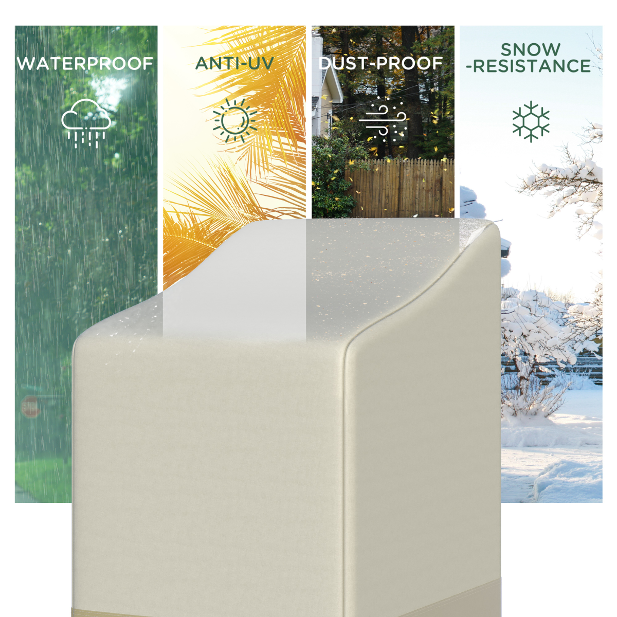 Outsunny Waterproof Wicker Chair Cover, 70 x 90 x 115 cm – 600D Oxford with PVC Lining, Beige