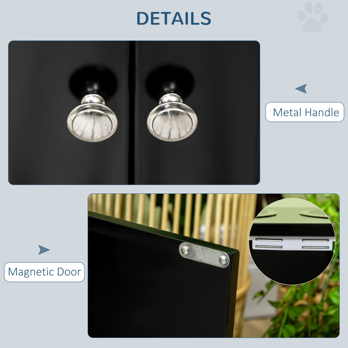 PawHut Raised Dog Bowls with Storage Cabinet – Elevated Feeding Station Stand for Large Dogs, Black
