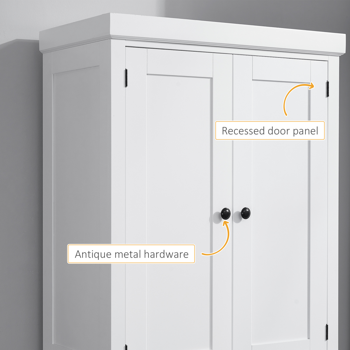 HOMCOM Colonial Freestanding Kitchen Pantry Cabinet with Adjustable Shelves – White