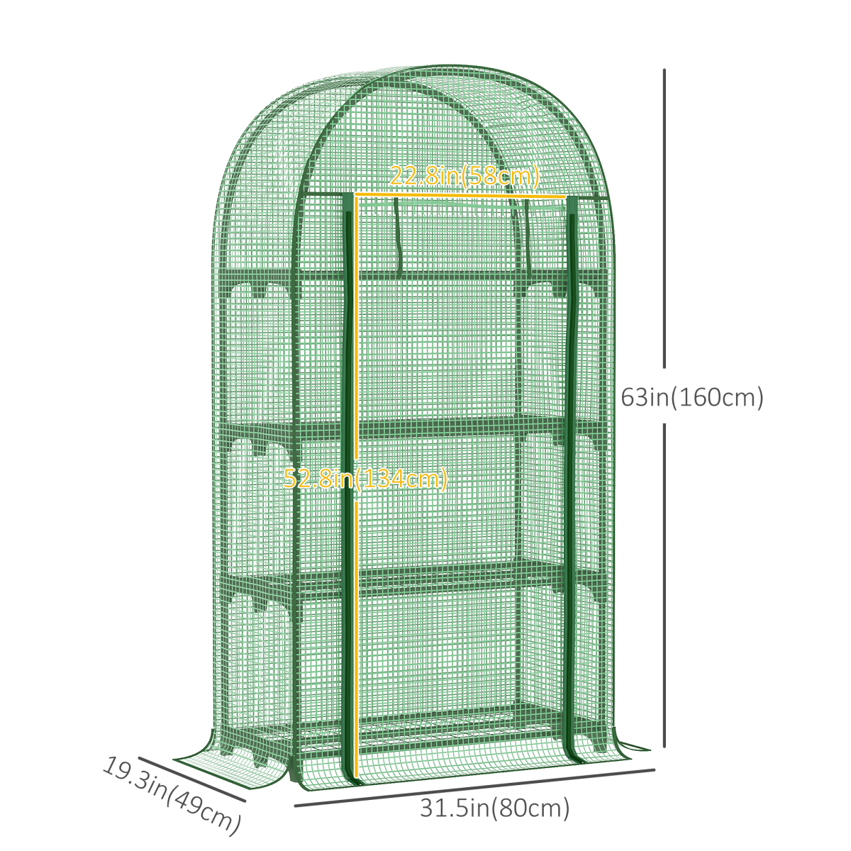 Mini Walk-In Greenhouse with Metal Shelves & Roll-Up Door – Compact Outdoor Plant Growing, Green