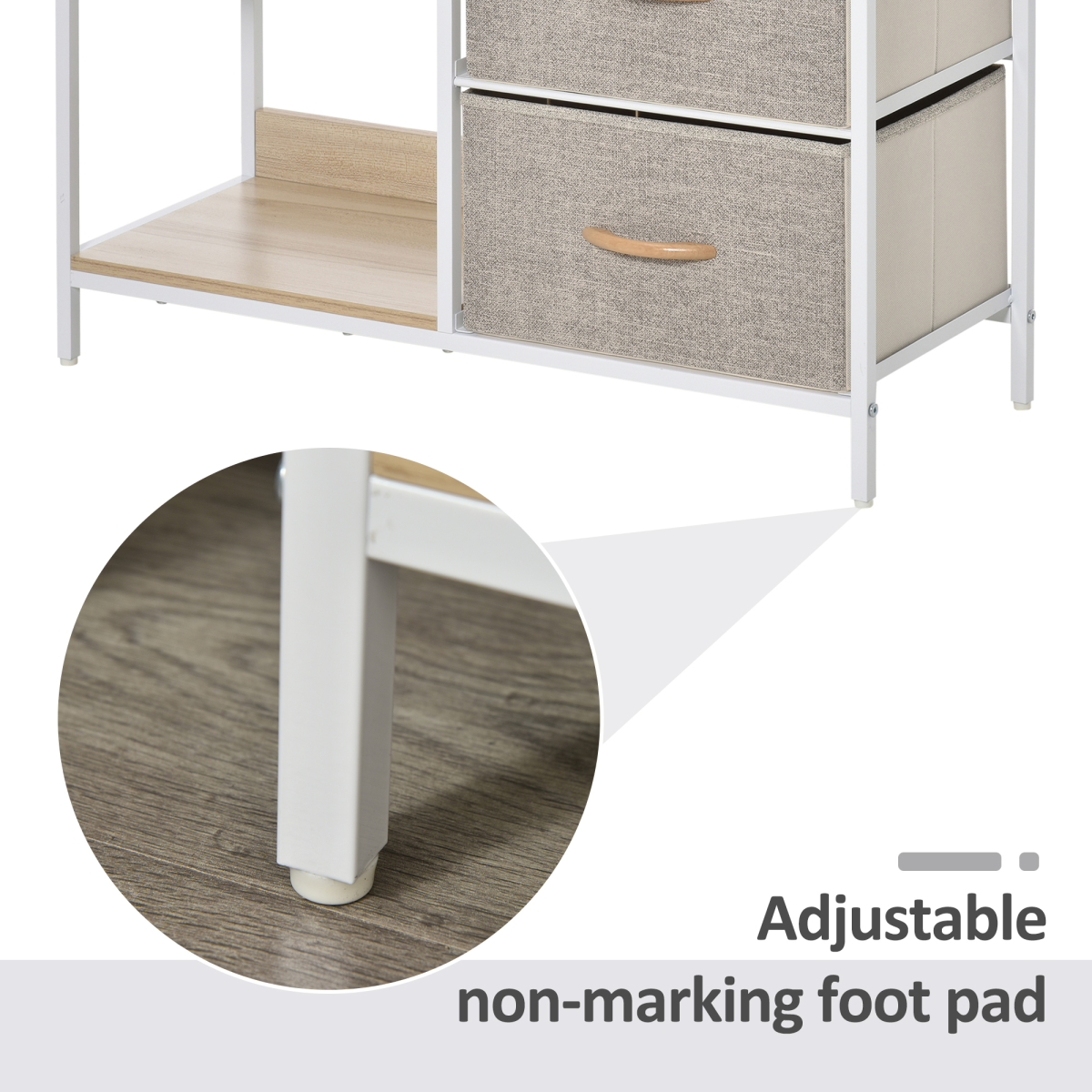 Chest Dresser with 3 Removable Fabric Drawers & Shelves – Metal Frame Storage Cabinet Organiser, Beige