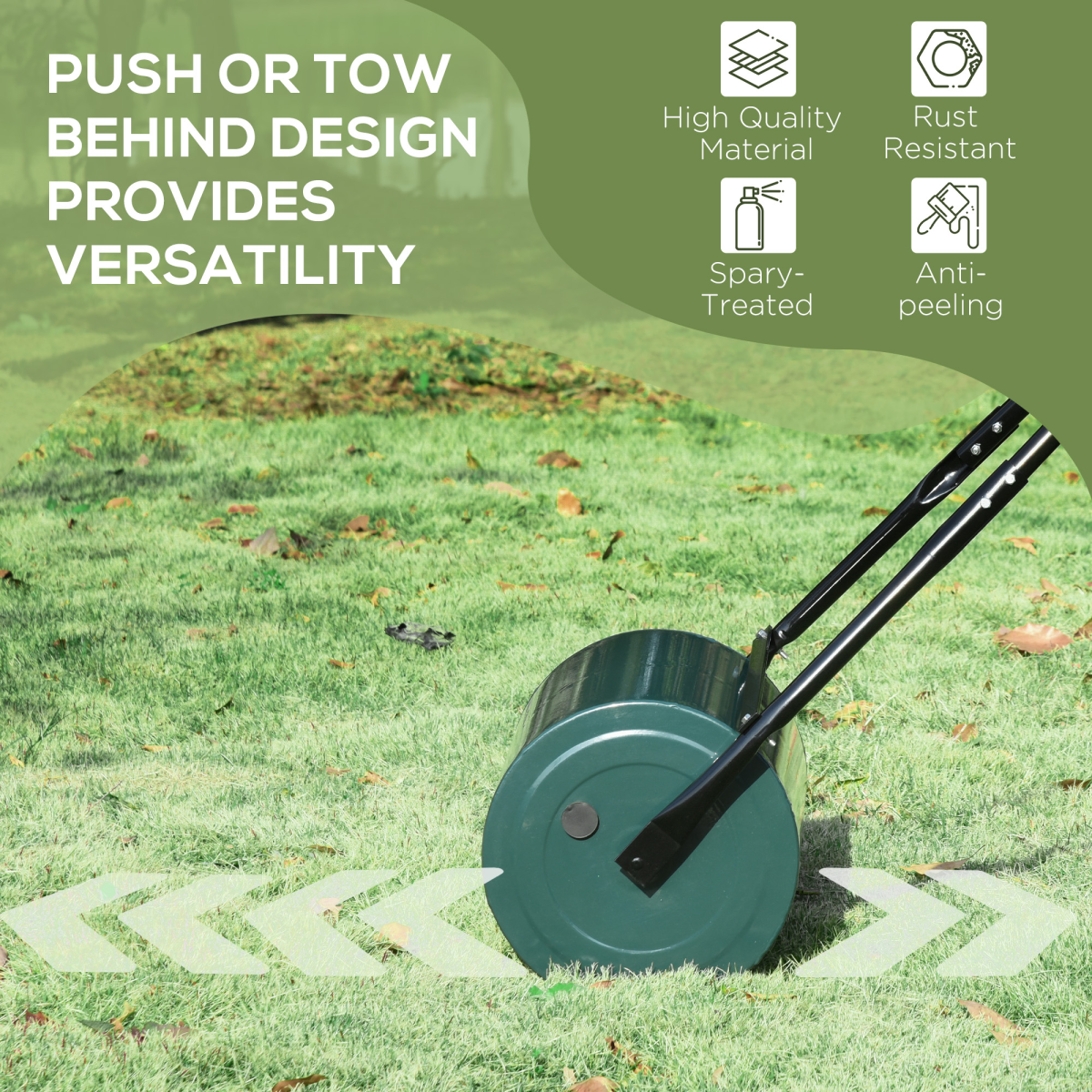 Outsunny 30cm Metal Lawn Roller – Water or Sand Fillable with Scraper Bar, Deep Green