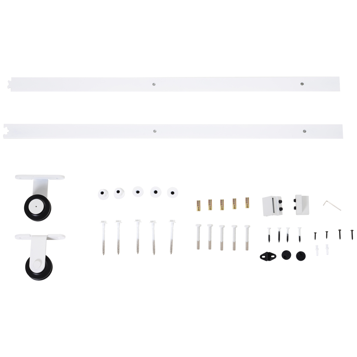 HOMCOM 6ft Modern Carbon Steel Sliding Barn Door Track Kit – Space-Saving Door Hardware, White