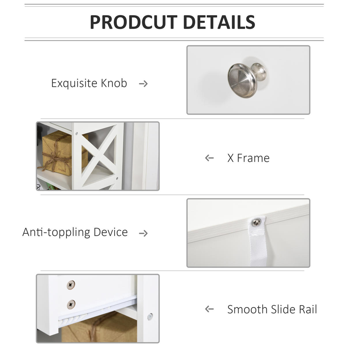 HOMCOM Console Table with 2 Drawers and Open Shelves – Hallway Side Desk, White
