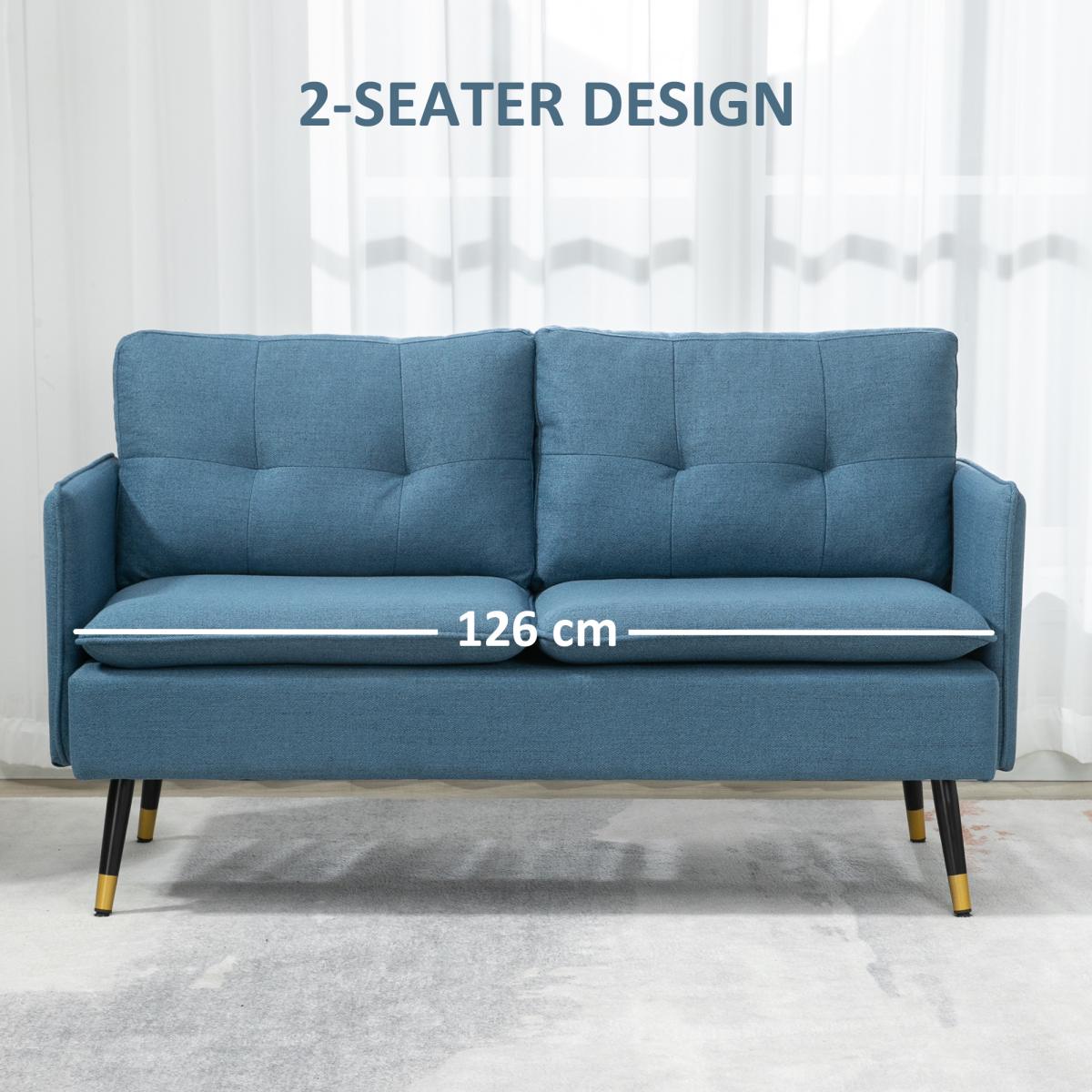 HOMCOM Dark Blue Loveseat side view