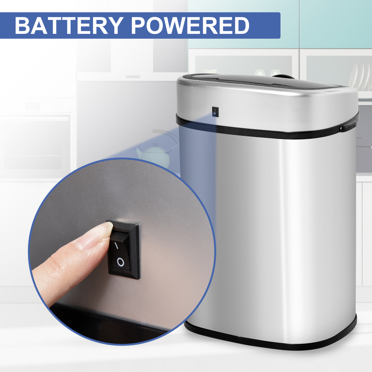 HOMCOM 58L Stainless Steel Touch-Free Sensor Bin with Mirror Finish – Hygienic Kitchen & Office Dustbin