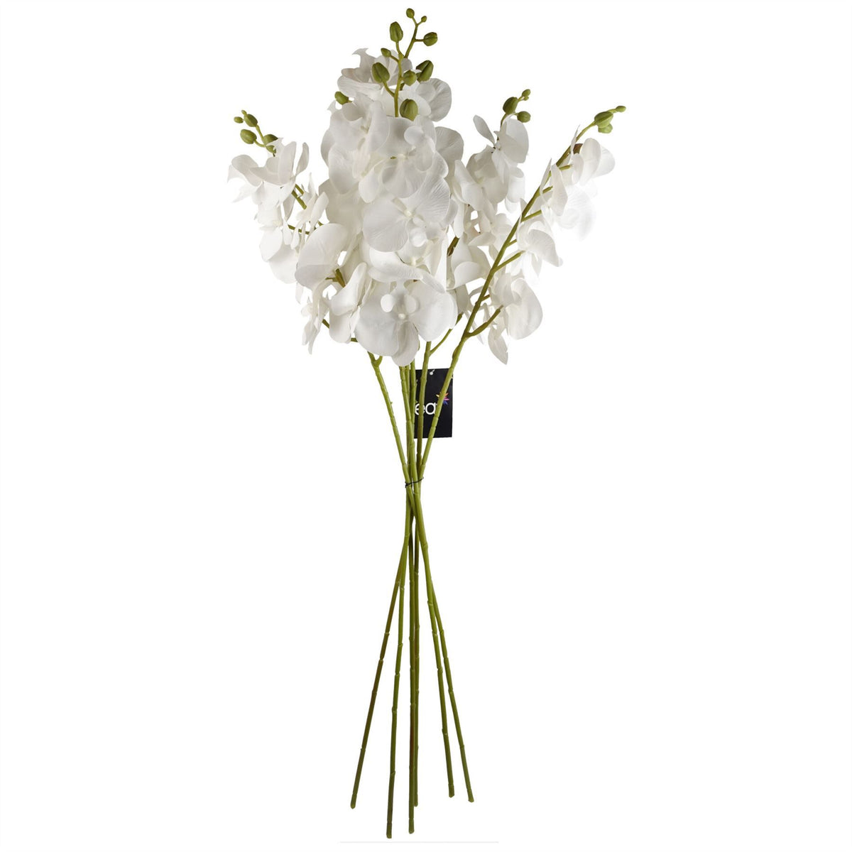 Leaf Artificial Phalaenopsis Orchid Stem with 7 Flowers & Wired Shapable Stem – Home Decor, White, 100cm