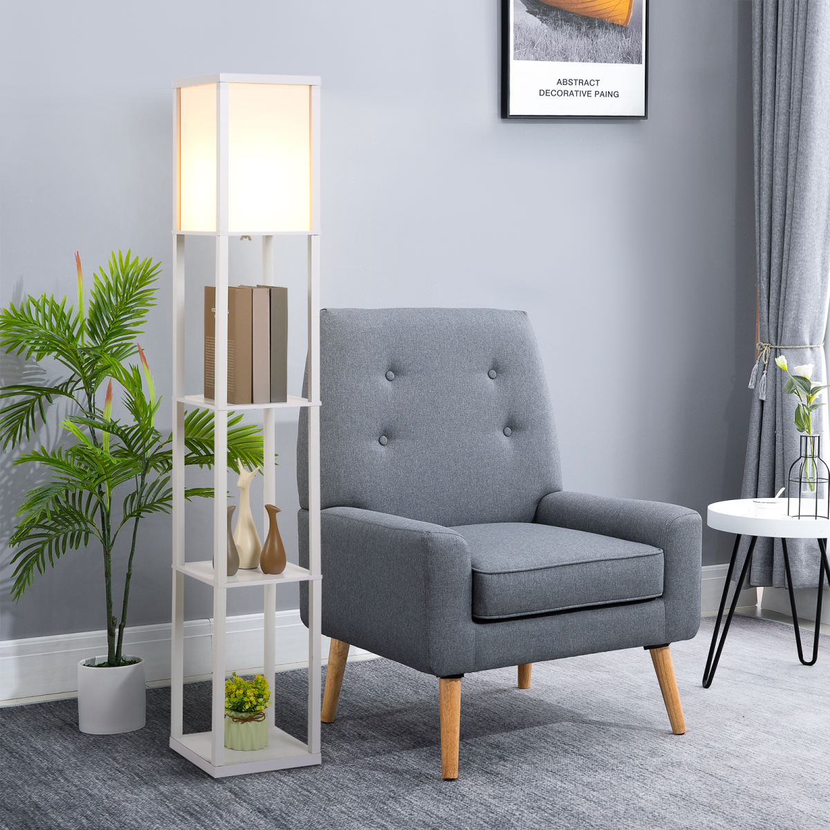 Storage Shelf Floor Lamp – White
