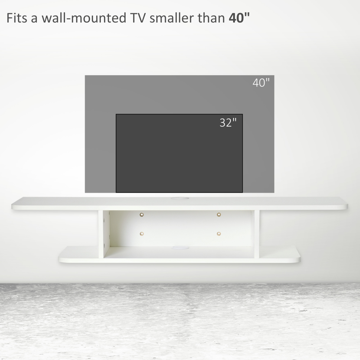 Floating Wall-Mounted TV Unit with Storage Shelves and Cable Management – Media Console, White