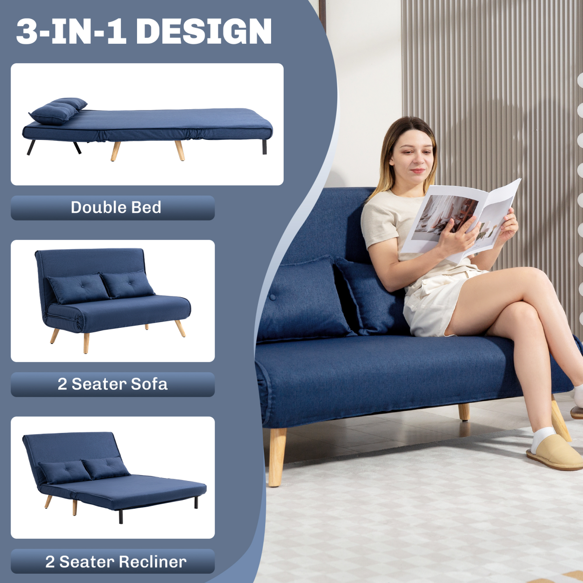 HOMCOM sofa bed in a living room setting