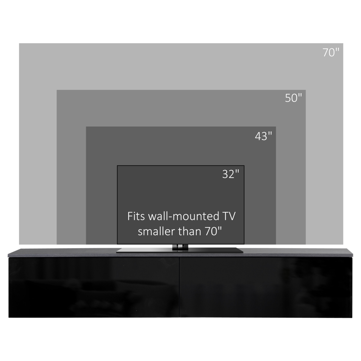 Floating Wall-Mounted TV Unit with Storage Cupboards – Cable-Hiding Media Cabinet for Living Rooms