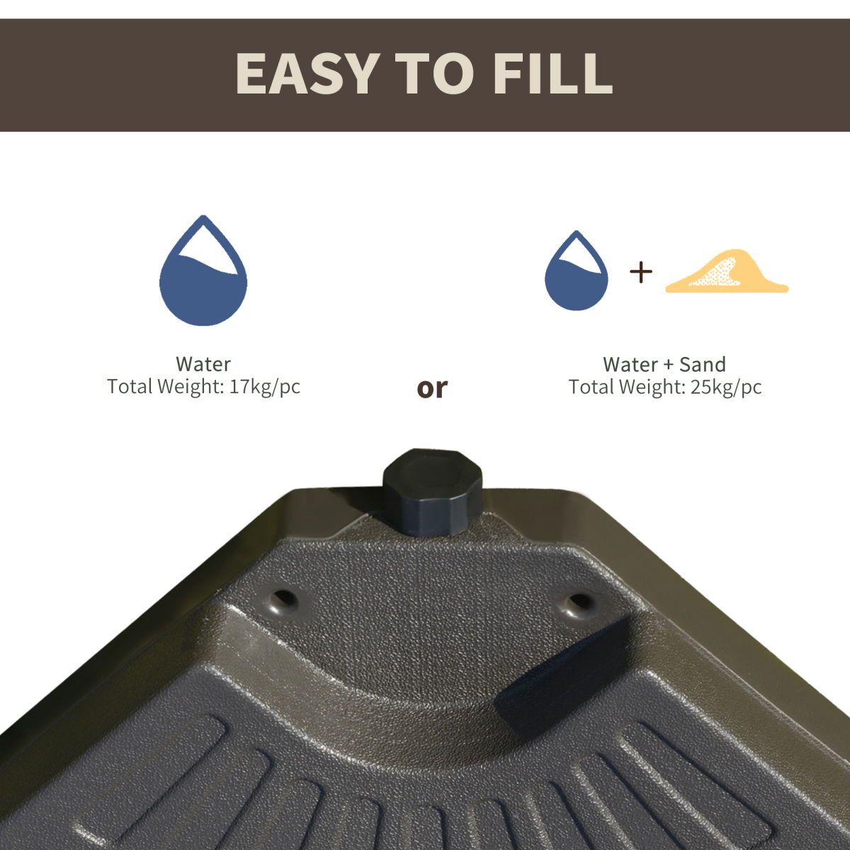 4-Piece Cantilever Offset Umbrella Base Set, Water & Sand Fillable HDPE – Connecting Parasol Stand