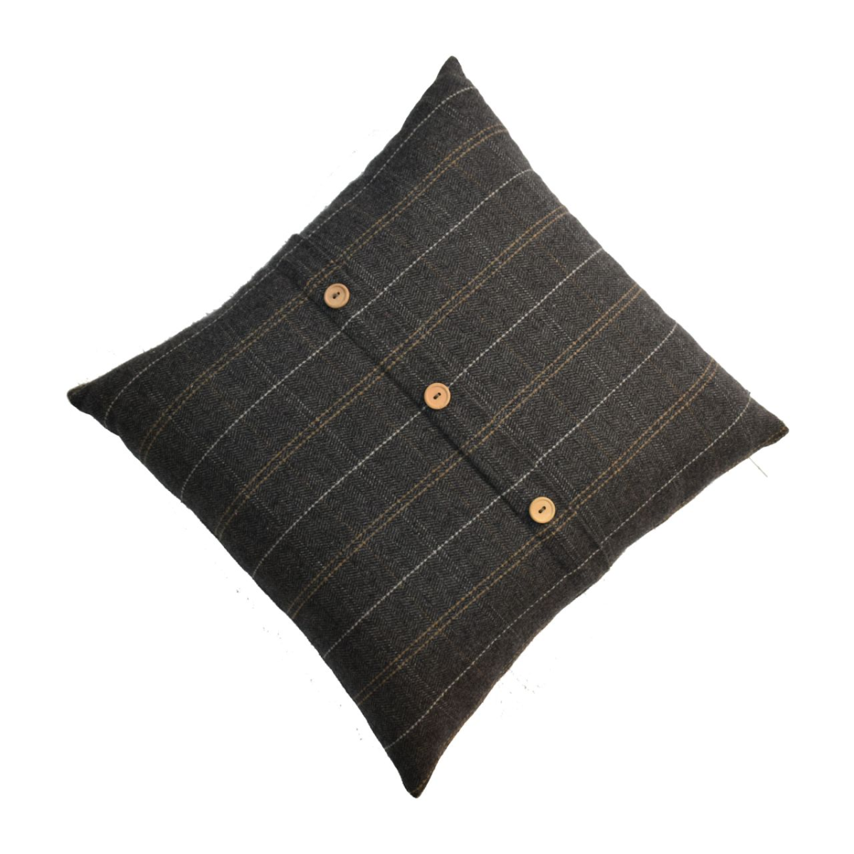 Artisan Furniture Quinn Pewter Tweed Cushions, Set of 2 – Wool Texture, Button-Down Detail for Sofas