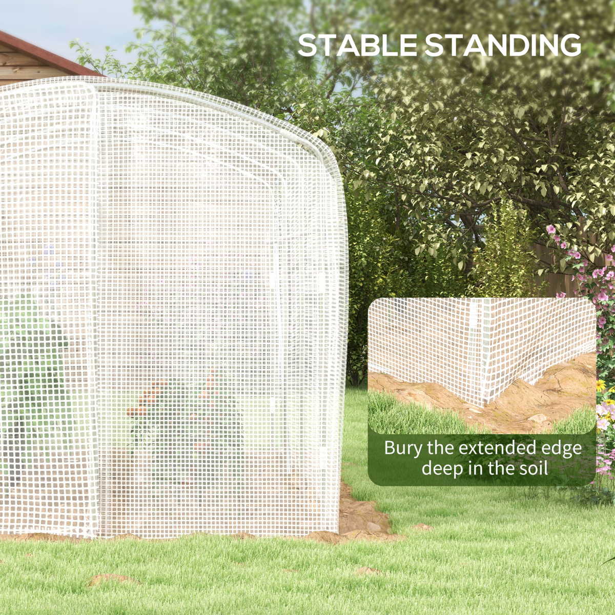 Outsunny 3 x 2 x 2m Polytunnel Greenhouse with Hinged Door, UV-Protective PE Cover & Galvanised Steel Frame