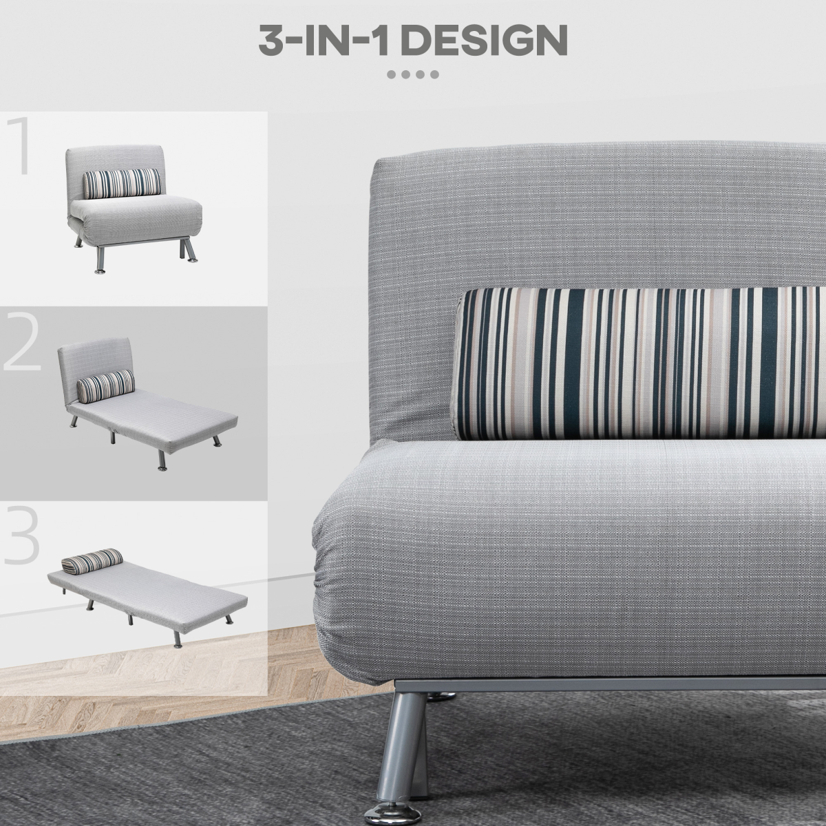 Steel Frame Folding Chair Bed side view