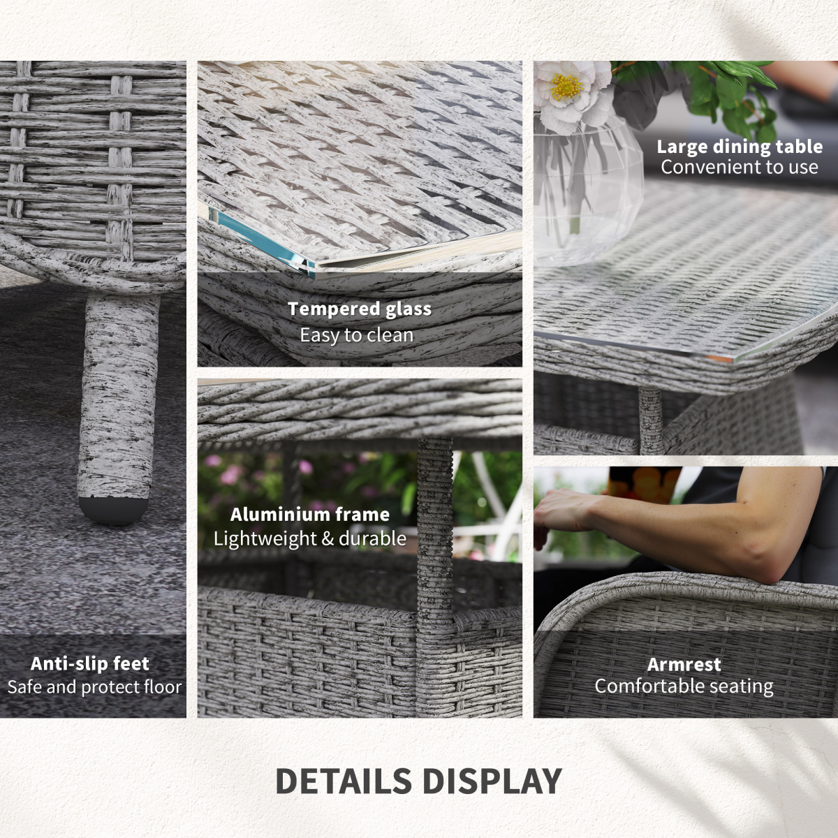 Outsunny rattan set thick cushion detail