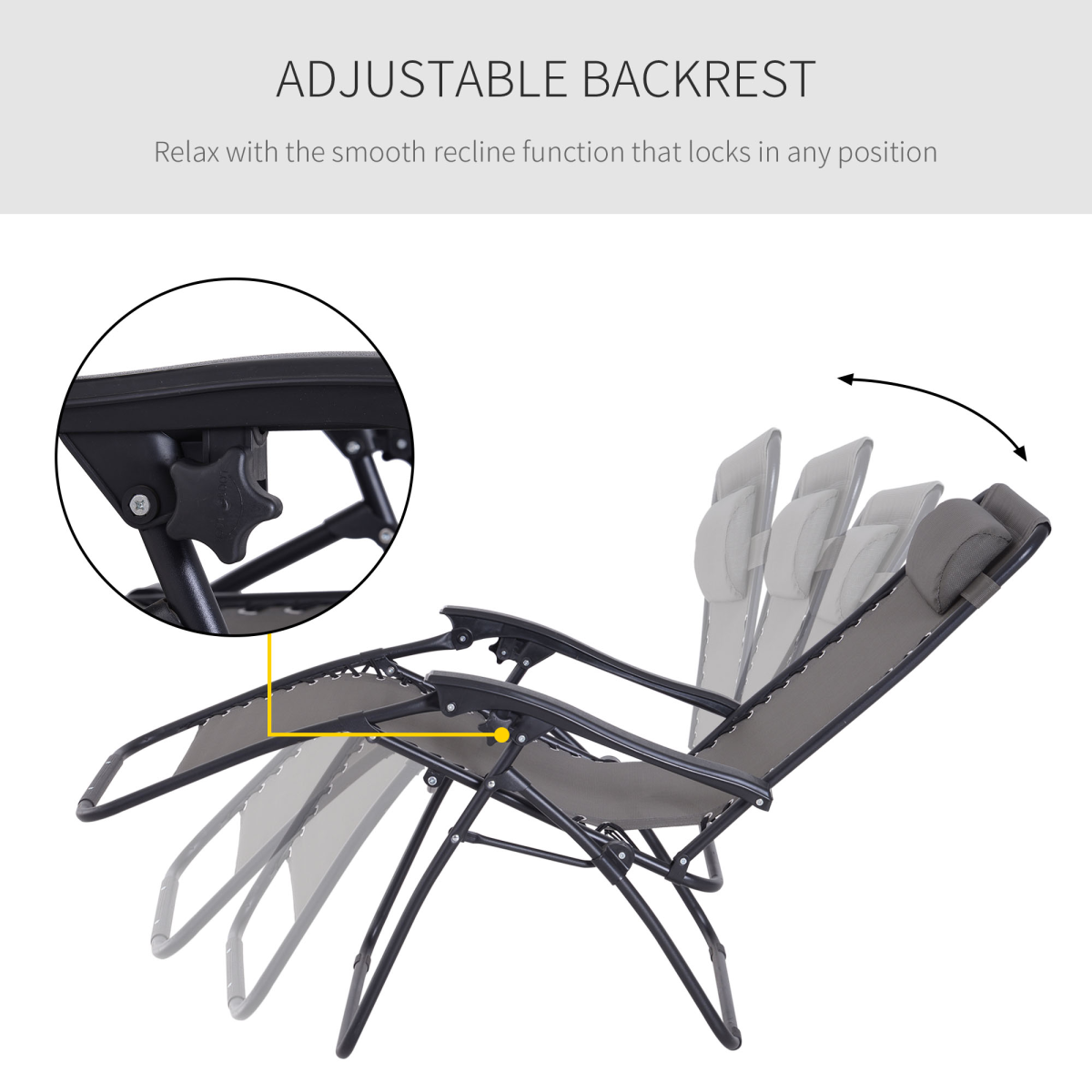 Outsunny Zero Gravity Garden Lounger with Padded Headrest – Folding Steel Frame Reclining Sun Chair