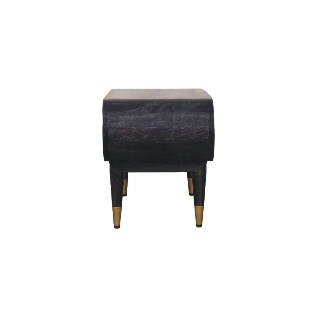 Artisan Furniture Solid Wood Curved Edge Media Unit with Brass-Tipped Legs – Velvet Mocha, Dark Brown