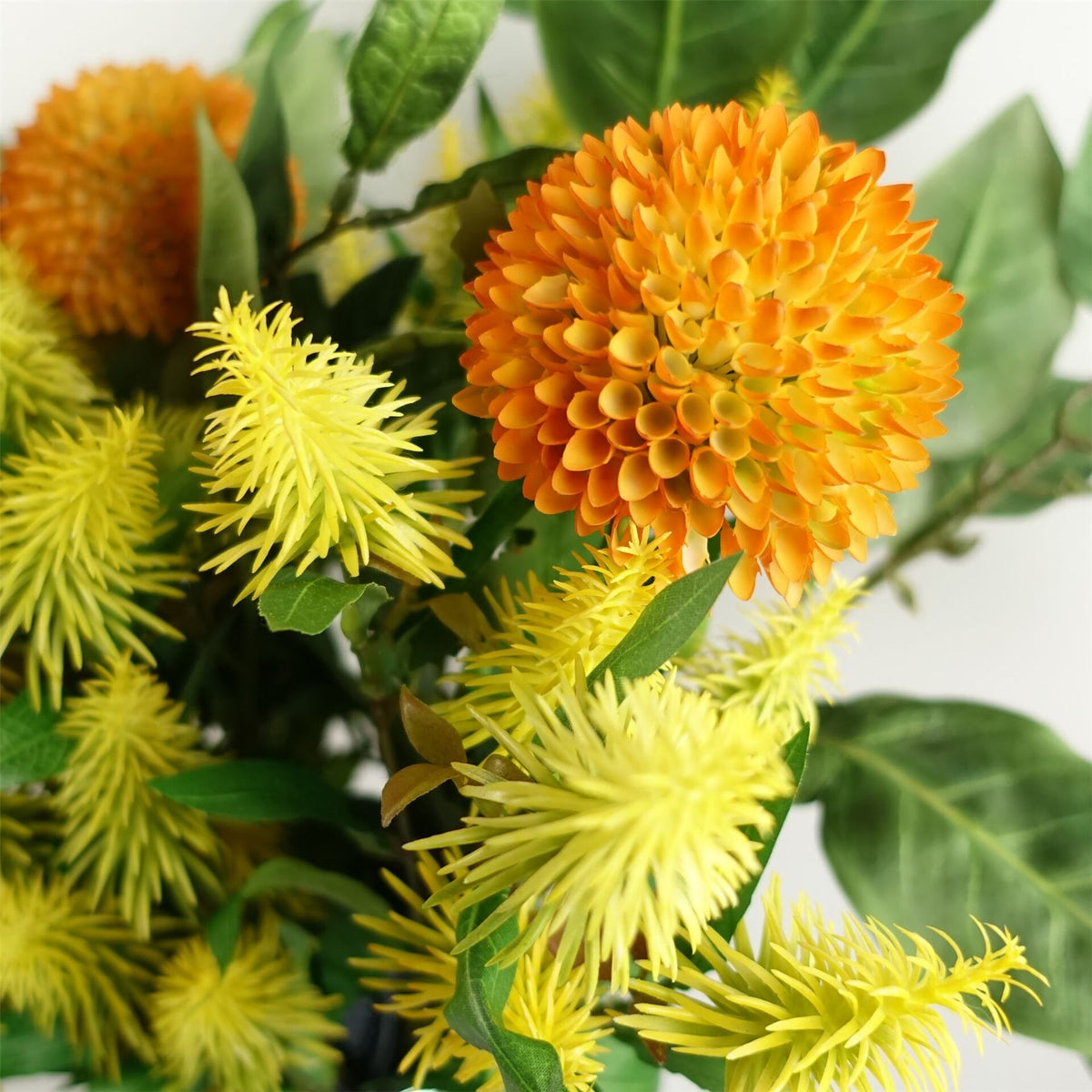 Leaf 55cm Artificial Callistemon Pallidus Bottle Brush Stem with Silk Leaves – Yellow