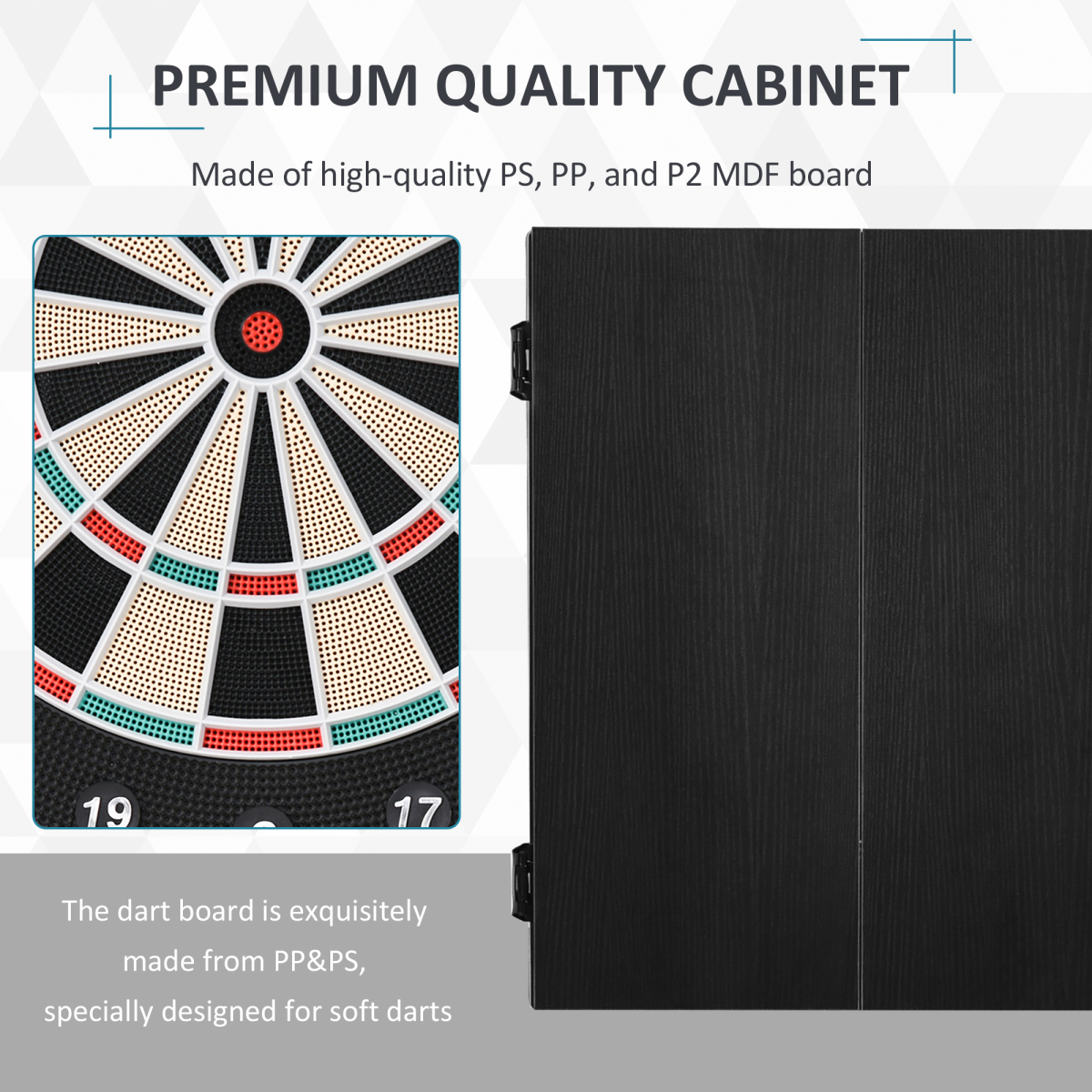 HOMCOM Electronic Dartboard with LED Scoreboard, 27 Games & Storage Cabinet – For Up to 8 Players