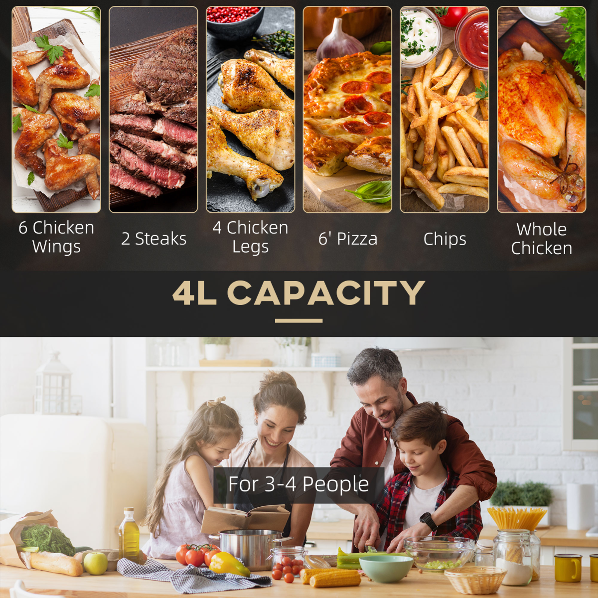 HOMCOM 1300W 4L Air Fryer with 12 Presets, Timer & Non-Stick Basket – Rapid Air Circulation Cooker