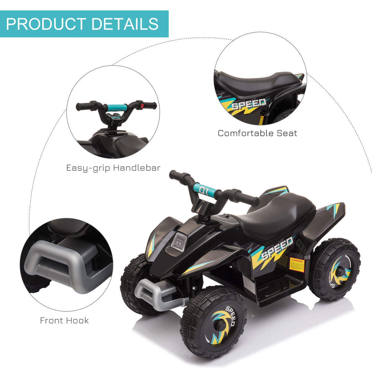HOMCOM 6V Kids Electric Ride-On Car with Big Wheels, Forward and Reverse – Toddler Car for 18-36 Months, Black