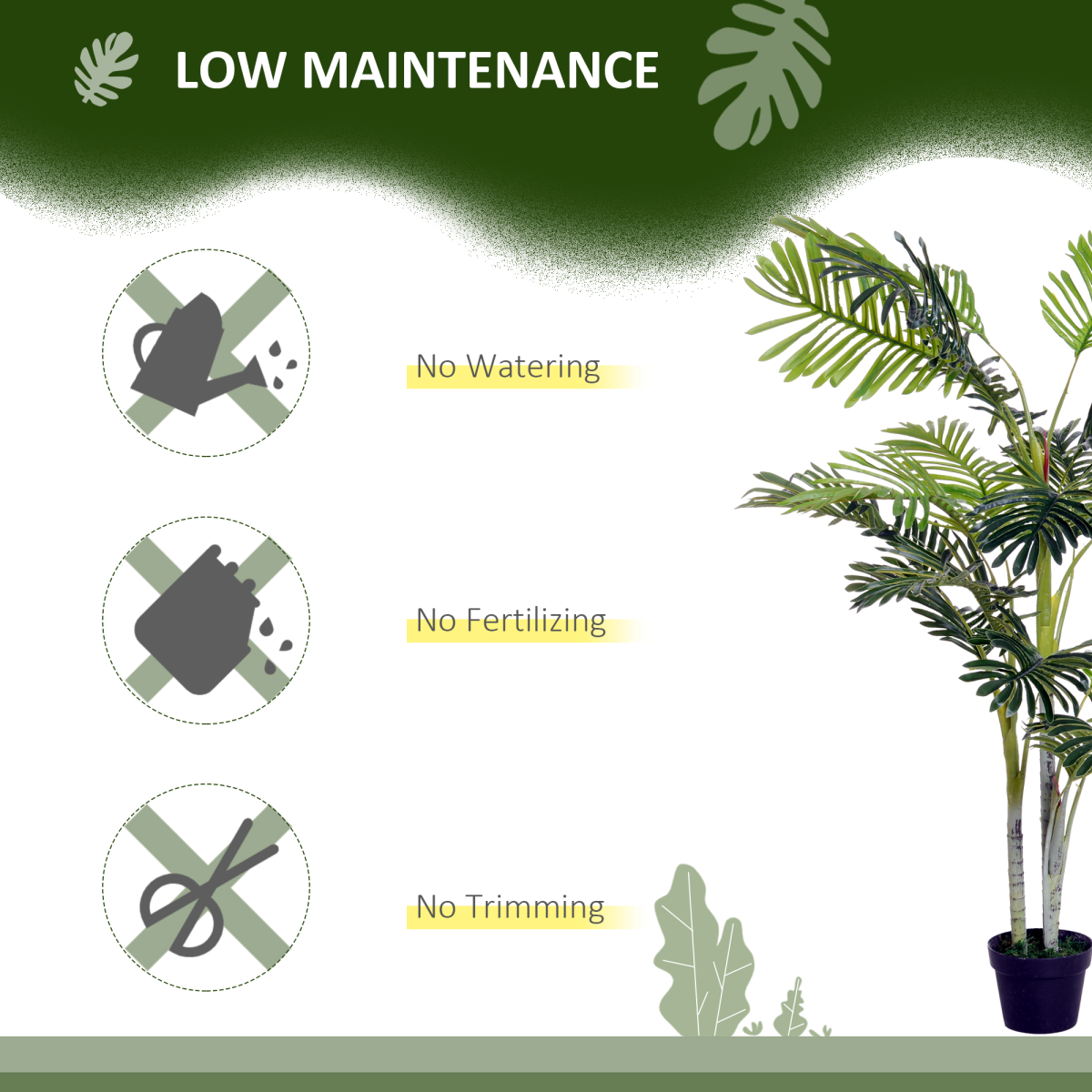 Outsunny Artificial Taro Tree in Pot, 150cm with 19 Bendable Branches – Realistic Indoor and Outdoor Decor