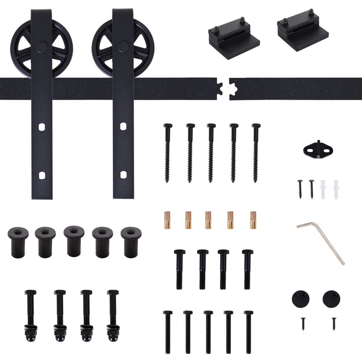 HOMCOM Sliding Barn Door Hardware Kit, 6.6ft – Carbon Steel Track for Doors up to 90kg