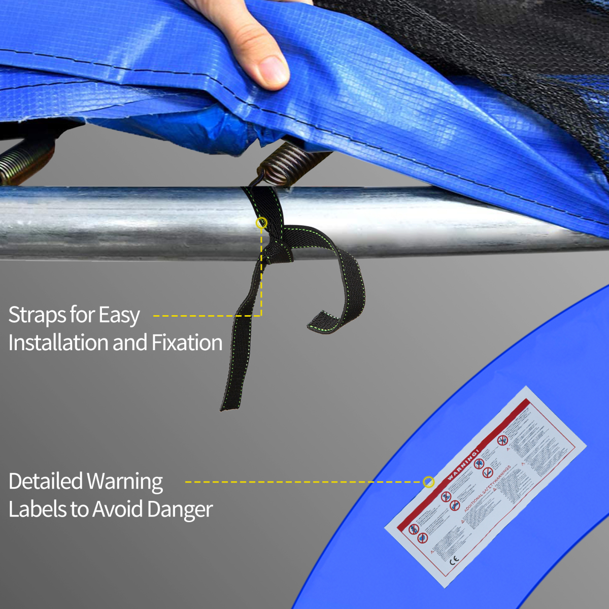 12ft Trampoline Safety Pad – Thick Foam Replacement Spring Cover, 366cm, Blue